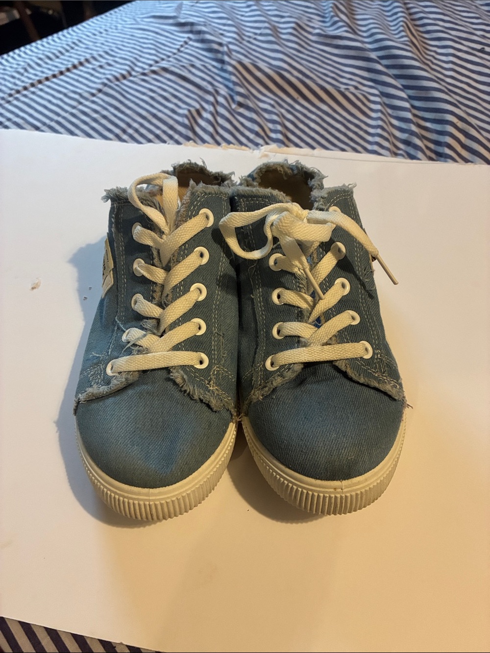 Casual Women's Light Blue Canvas Sneakers with White Laces